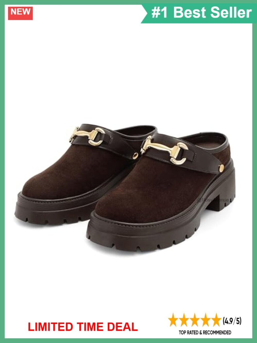 Platform Clogs Chunky Mules Suede Slingback Slide Comfort Fall Winter